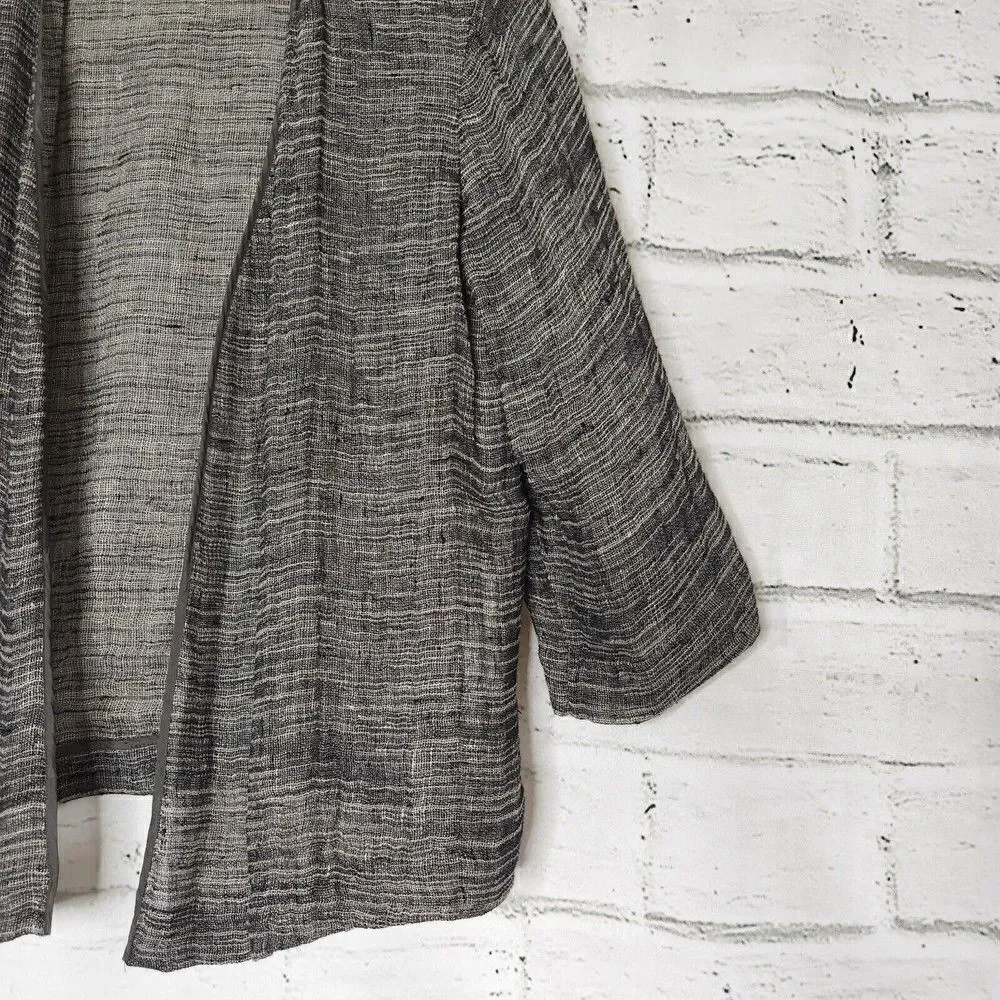 Eileen Fisher Womens Small Organic Linen Gray Lightweight Cardigan Lagenlook